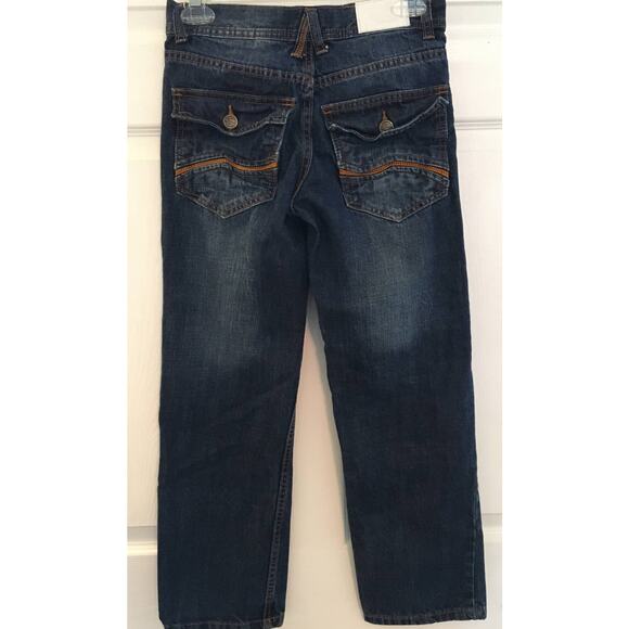 Akademiks Size 8 Kids Dark Wash Jeans Back Button Pockets - Picture 2 of 4